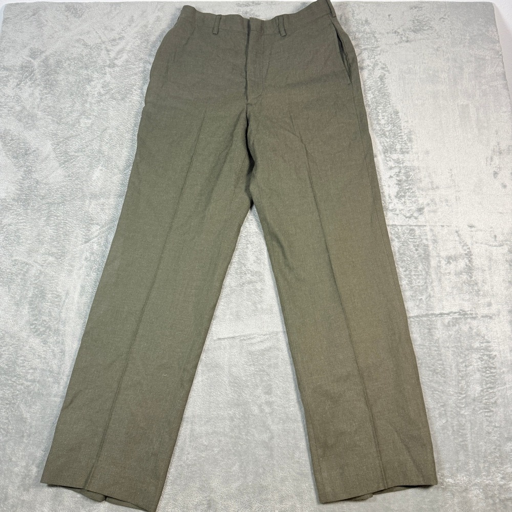 Vintage 1978 Mens 32R Wool Serge Trousers Green Shade Military Pants